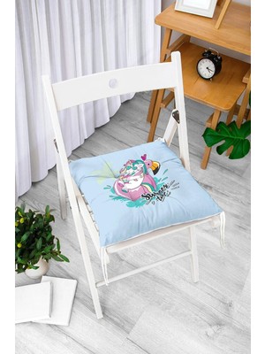 Rem Home Remhome Mavi Dijital Baskılı Pofidik Sandalye Minderi