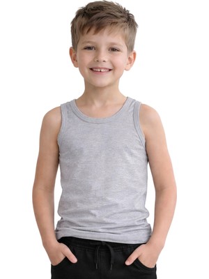 Organickid Basic Cotton Erkek Çocuk Gri Atlet Seti 3'lü