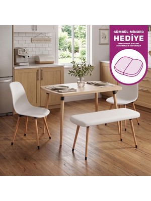 Vilinze Eames Sandalye-Bank Argos Ahşap Mdf Sabit Mutfak Masası Takımı - 70X120 cm