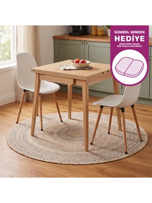 Vilinze Eames Sandalye Avanos Kanatlu Ahşap Mutfak Masası Takımı - 70X70+70 cm
