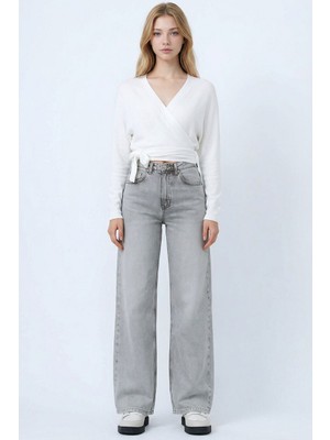 Bacc Açık Gri Yüksek Bel 5 Cepli Baggy Jean