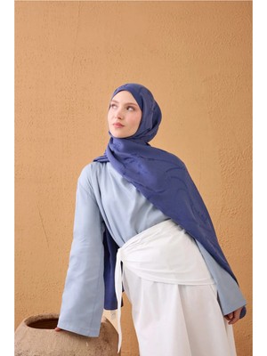 Silk Home Naia Pamuk Ipek Şal Halat Saks Mavisi