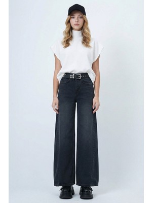 Bacc Antrasit Yüksek Bel 5 Cepli Baggy Jean