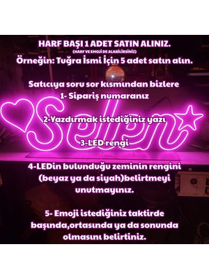 Vetralux Kişiye Özel Tasarım Isim-Yazı 3 D Baskı Neon LED Işıklı Yazı Açıklamaya Bakınız