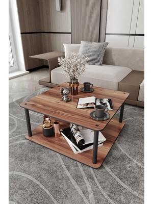 OEM G8 Orta Sehpa – Tamamen Ahşap, Dayanıklı, Şık ve Modern Tasarım | Çift Katlı Kare Orta Sehpa | Salon, Ofis ve Oturma Odaları Için Estetik Tamamlayıcı (Ceviz, Square)