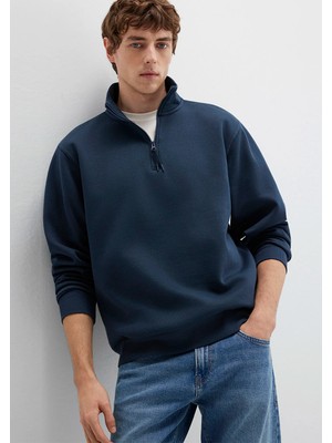 Mavi Yarı Fermuarlı Lacivert Basic Sweatshirt 0S10278-70490