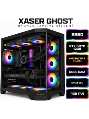 Xaser Ghost X260 Ryzen 5 7600 16GB Ram 1tb M.2 Nvme SSD 12GB RTX5070 Sıvı Soğutmalı Oyuncu Bilgisayarı