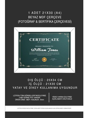 OEM Yhfoto 1 Adet 21X30 A4 Beyaz Mdf Beyaz 21 x 30