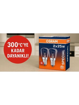 OEM 25W Fırın Ampulü 2'li Paket E14 Duy 300 Derece 2700K Halogen