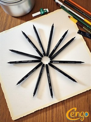 OEM Pigment Marker Teknik Çizim Kalemi, Tüm Dereceler 12 Li Set Siyah