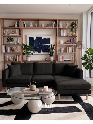 Velura Home & Living Armin Akıllı Köşe Koltuk Takımı & Modern Modüler Yataklı Köşe Takımı - Siyah