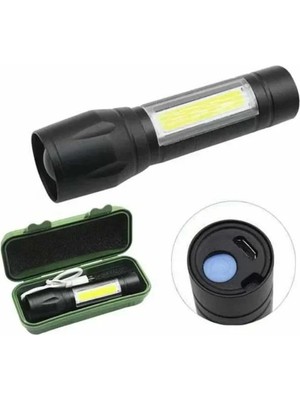 Akıllı Bayi El Feneri Uzun Menzilli USB Şarj Edilebilir Kamp Lambası