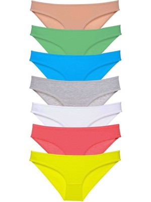 7 Adet Süper Eko Set Likralı Kadın Slip Külot Çok Renkli Mudanis