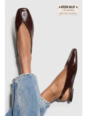İx Siena Kadın Kahverengi Kare Burun Babet Slingback