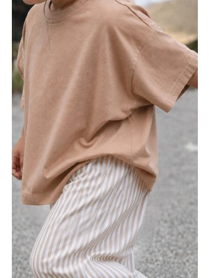 Cigit Oversize T-Shirt Takım 2-10 Yaş Camel