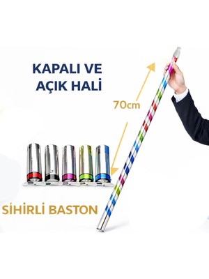 Akıllı Bayi Sihirli Açılır Baston – Mendilden Bastona Ilizyon Oyunu (70 Cm)