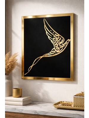 Aybu Prolaser & Design Gold Aynalı Pleksi Hat Sanatı Kuş Figürlü Modern Islami Tablo