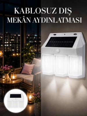 Belle Fusion Mey Ithalat® Dış Mekan Solar Duvar Lambası – 120° Hareket Algılama, 3 Işık Modu Yeni Nesi
