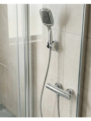 Akıllı Bayi Siyah Duş Başlığı Seti Spiral Hortumlu El Duşu ve Duvar Askısı Banyo Seti