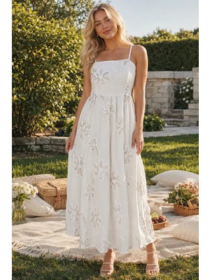 Gülseli Ip Askılı Desenll Elbise P-00022791