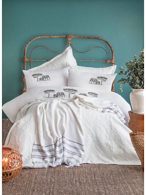 Apricitas Home Çift Kişilik Aleph White Timeless Yatak Örtüsü Nevresim Prime Set