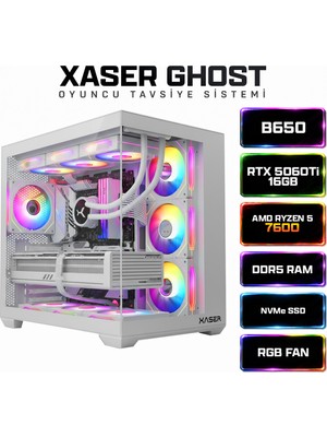 Xaser Ghost X240 Ryzen 5 7600 32GB Ram 1tb M.2 Nvme SSD 16GB RTX5060TI Sıvı Soğutmalı Oyuncu Bilgisayarı