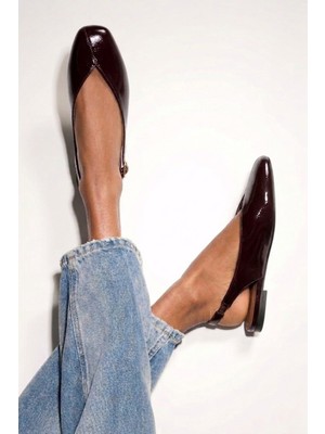 İx Siena Kadın Bordo Kare Burun Babet Slingback