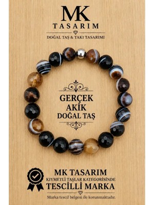 Mk Tasarım Gerçek Akik Bileklik MK.7000.832- Rahatlık-Dinginlik-Enerji- Stres Bilekliği