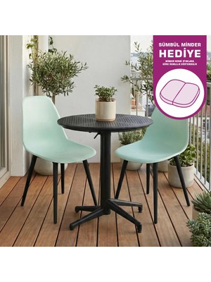 Vilinze Tilia Plastik Bahçe Balkon Bistro Seti Katlanır Masa 60*60 cm