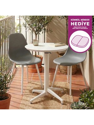 Vilinze Tilia Plastik Bahçe Balkon Bistro Seti Katlanır Masa 60*60 cm