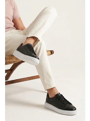Ziya, Erkek Hakiki Deri Sneaker 161423Z515 Siyah