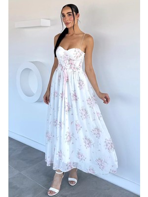 Gülseli Kadın Korseli Çiçek Desenli Elbise P-00022774
