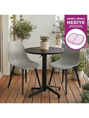 Vilinze Tilia Plastik Bahçe Balkon Bistro Seti Katlanır Masa 60*60 cm