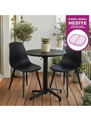 Vilinze Tilia Plastik Bahçe Balkon Bistro Seti Katlanır Masa 60*60 cm
