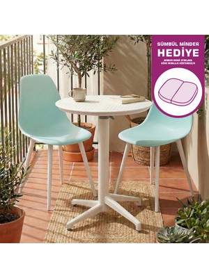 Vilinze Tilia Plastik Bahçe Balkon Bistro Seti Katlanır Masa 60*60 cm