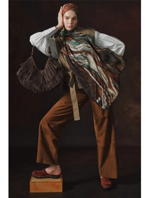 Fresh Scarfs X DeFacto Ocean Batik Keten Karışımlı Şal I1749AX26SM