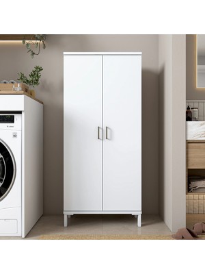 Rani KC114 Banyo Dolabı 2 Kapaklı 3 Raflı Çok Amaçlı Dolap Beyaz