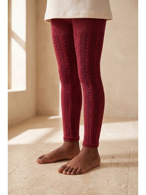 Bony Socks Zincir Desenli Çocuk Tayt Bordo