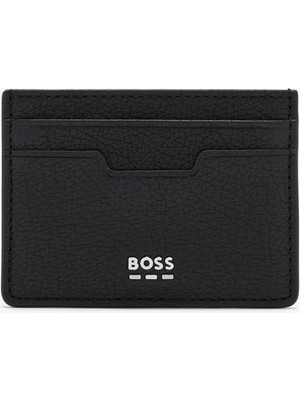 Boss Erkek Metalik Logo Kabartmalı Hakiki Deri Siyah Kartlık 50563650-001
