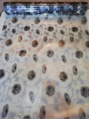 Polset ŞEFAF Masa Örtüsü 120cm X 120cm 1.8mm Pvc Masa Örtüsü Desenli Koruyuc