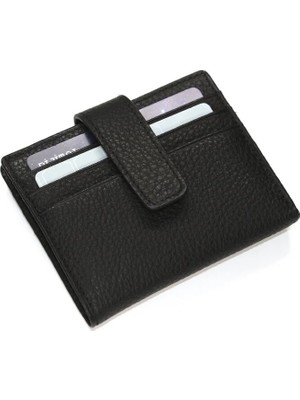 Meegora %100 Hakiki Deri Mat Siyah Kadın/erkek Model Cüzdan/kartlık
