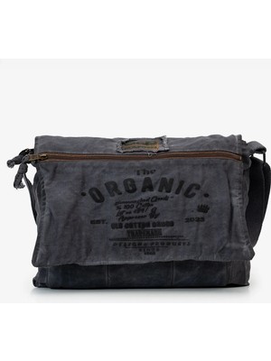 Old Cotton Cargo Old Cotton 8128 Salaş Kanvas Omuz Postacı Antrasit Siyah Laptop Okul Seyahat Günlük Vintage Kumaş Çanta