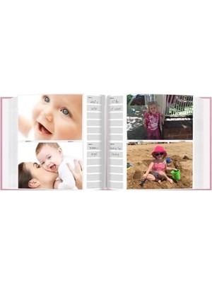 Fotoğraf Albümleri 200 Cepli Kabartmalı "bebek Çerçeve Cover Albüm 4 Adet 6 Baskı Için, Pembe