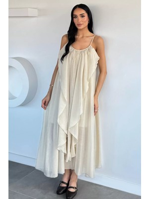 Gülseli Perry Kadın Ayarlanabilir Askılı Fırfırlı Elbise P-00022179
