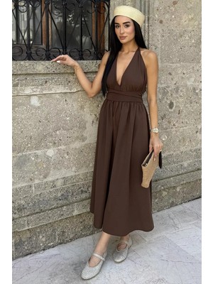 Gülseli Omuz Bağlamalı Poplin Elbise P-00022375