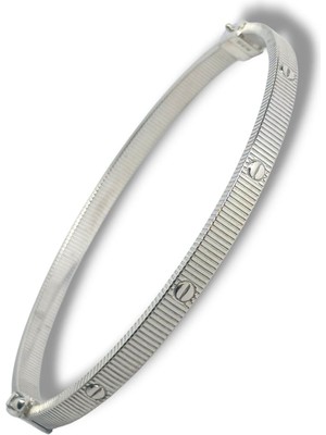Lunel Silver 925 Ayar Gümüş Love Model Vida Detaylı Kadın Kelepçe Bilezik