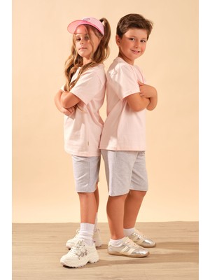 Baykar Unisex Çocuk %100 Pamuk Kısa Kollu Basic Tişört 2055 Pembe