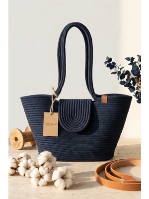 Efuliz Home Hasır Plaj Çantası Handmade  Bohem Yazlık Omuz Kadın Çantası
