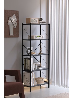 Awox 5 Raflı Kitaplık Ofis Dolabı Kütüphane Rafı 150X60X30 Antrasit