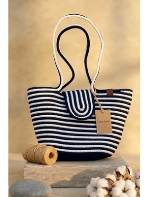 Efuliz Home Hasır Plaj Çantası Handmade  Bohem Yazlık Omuz Kadın Çantası